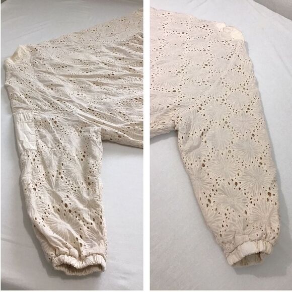 Free People Daisy Jane Ivory Eyelet Bomber Jacket Size Large - Picture 14 of 14